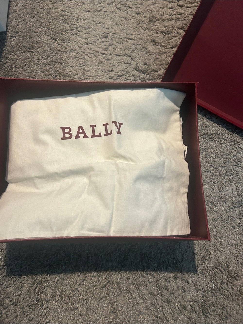 Bally Cream Dust Bag with Burgundy Logo